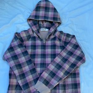 Bape purple plaid zip up hoodie